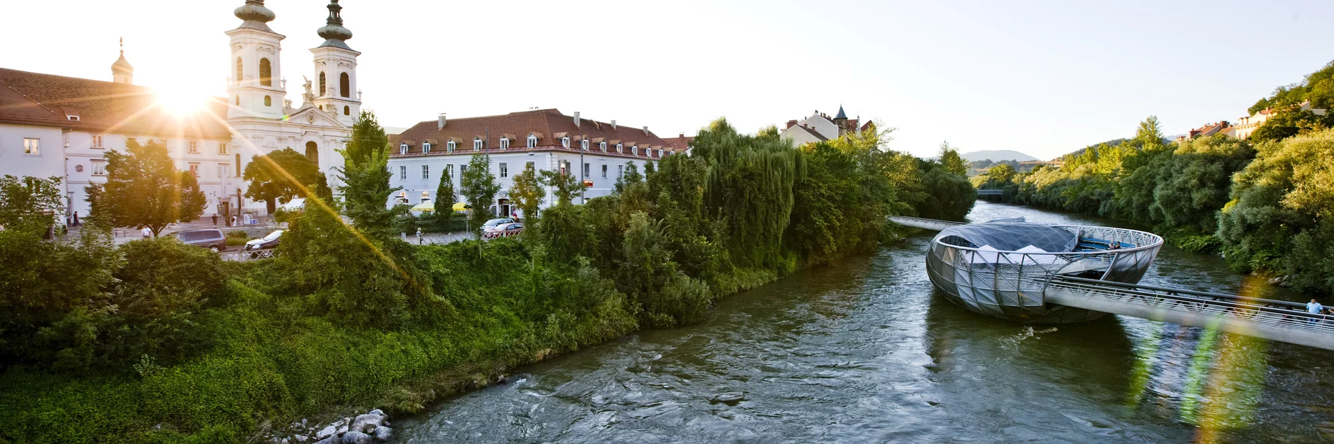 Murinsel und Mariahilferkirche | © STG | Tom Lamm