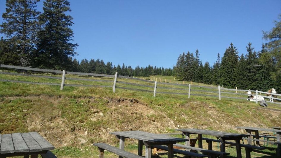 Sitzmöglichkeiten Bernsteinhütte_Außenbereich | © TV Lipizzanerheimat | EU